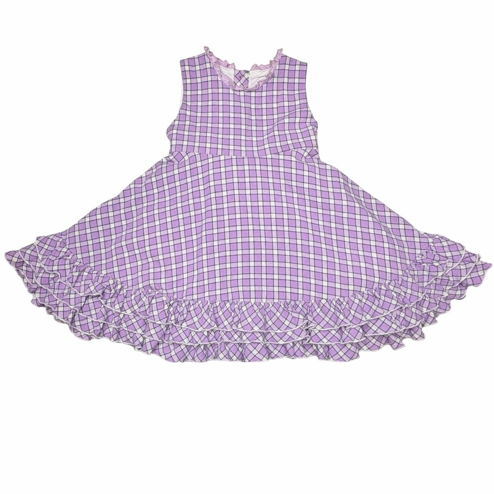 Sweethoney Purple Plaid Twirl Dress With Ruffle Trim Size 4t